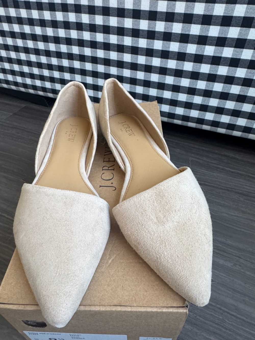 J. Crew factory Nude Suede Pointed D'Orsay Flats